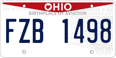 OH license plate FZB1498