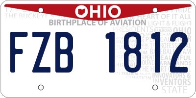OH license plate FZB1812