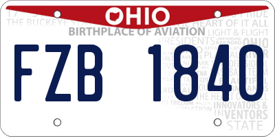 OH license plate FZB1840
