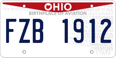 OH license plate FZB1912