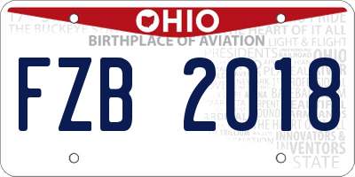 OH license plate FZB2018