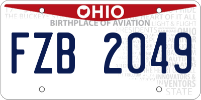 OH license plate FZB2049
