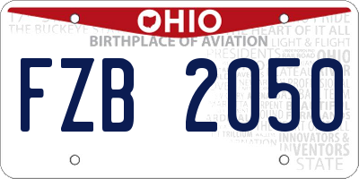 OH license plate FZB2050