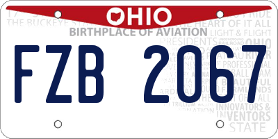 OH license plate FZB2067