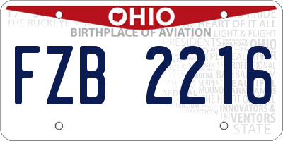 OH license plate FZB2216