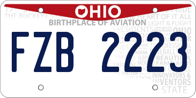 OH license plate FZB2223