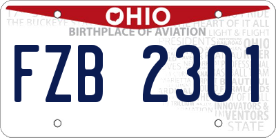 OH license plate FZB2301