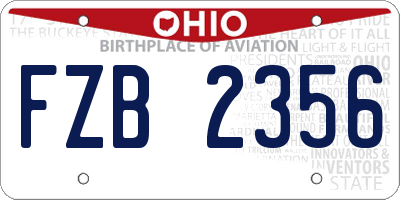 OH license plate FZB2356