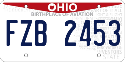 OH license plate FZB2453