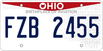 OH license plate FZB2455