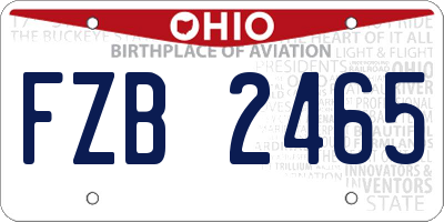 OH license plate FZB2465