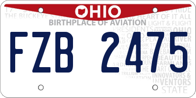 OH license plate FZB2475