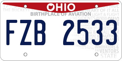 OH license plate FZB2533