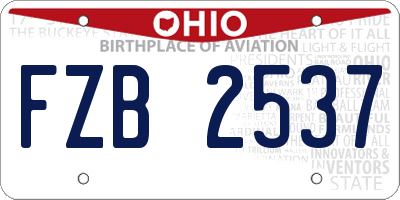 OH license plate FZB2537