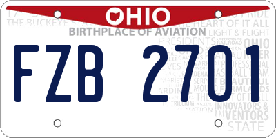 OH license plate FZB2701