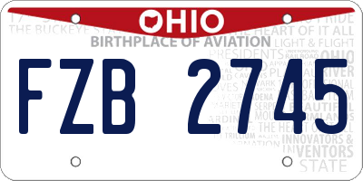 OH license plate FZB2745