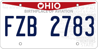 OH license plate FZB2783