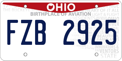 OH license plate FZB2925