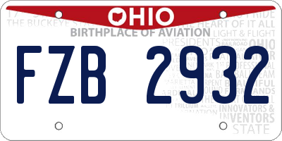OH license plate FZB2932