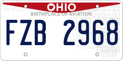 OH license plate FZB2968