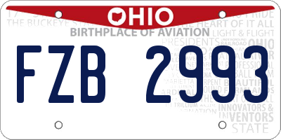 OH license plate FZB2993