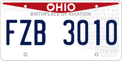 OH license plate FZB3010