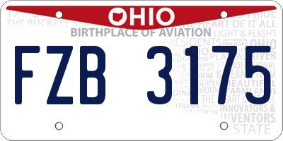 OH license plate FZB3175