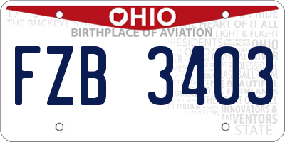 OH license plate FZB3403
