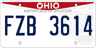 OH license plate FZB3614