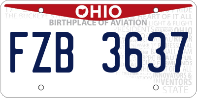 OH license plate FZB3637