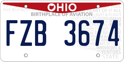 OH license plate FZB3674