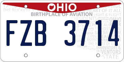 OH license plate FZB3714