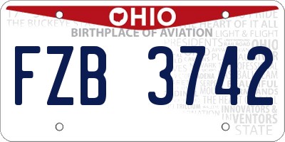 OH license plate FZB3742