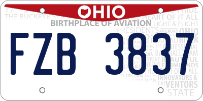 OH license plate FZB3837