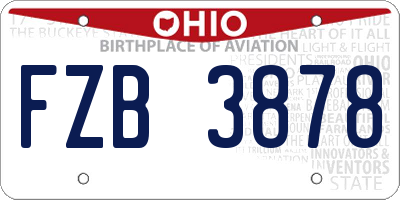 OH license plate FZB3878