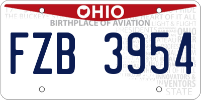 OH license plate FZB3954