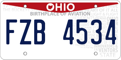OH license plate FZB4534