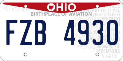 OH license plate FZB4930