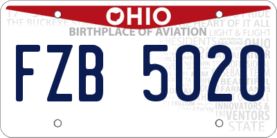 OH license plate FZB5020