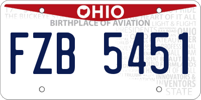 OH license plate FZB5451