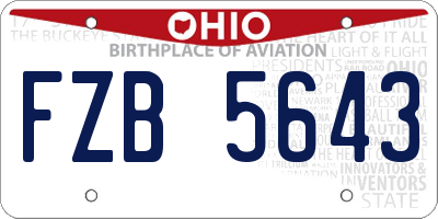 OH license plate FZB5643