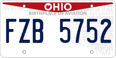 OH license plate FZB5752