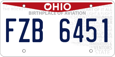 OH license plate FZB6451