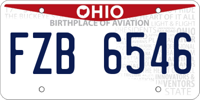 OH license plate FZB6546