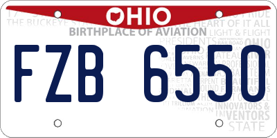 OH license plate FZB6550