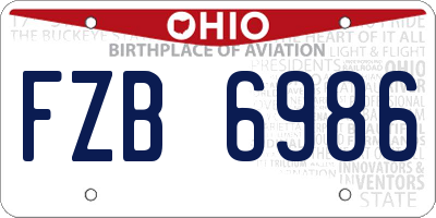 OH license plate FZB6986