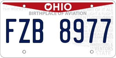 OH license plate FZB8977