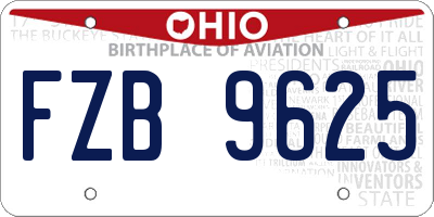 OH license plate FZB9625