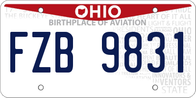 OH license plate FZB9831