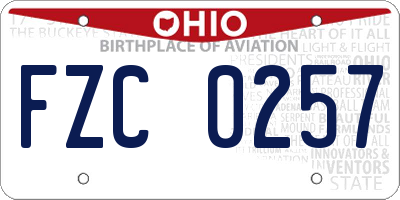 OH license plate FZC0257